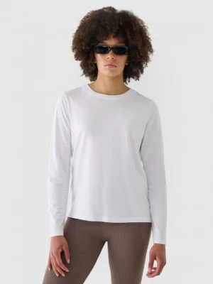 Damski longsleeve basic 4F 4FWMM00TLONF431 - biały