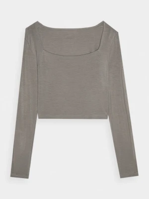 Damski longsleeve crop top 4F 4FRSS24TLONF499 - brązowy