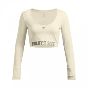 Damski longsleeve treningowy Under Armour Project Rock W Lg Ls Workout Top - beżowy