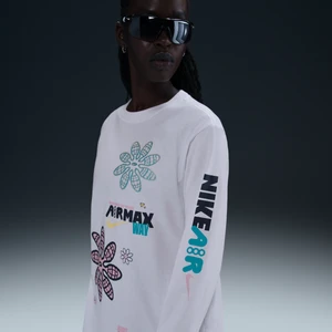 Damski luźny T-shirt z długim rękawem i grafiką Nike Sportswear - Biel