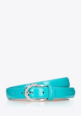 Damski pasek ze skóry naturalnej wąski turkusowy Wittchen