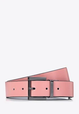 Damski pasek ze skóry z tłoczeniem różowo - granatowy Wittchen