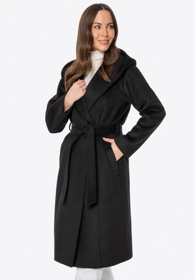 Damski płaszcz dwurzędowy z wełną czarny Wittchen