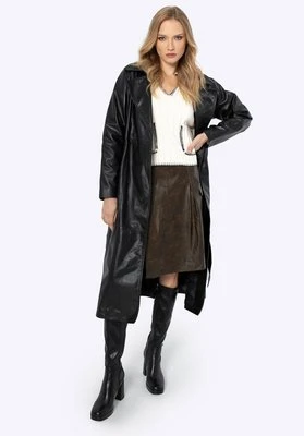 Damski płaszcz klasyczny z owczej skóry czarny Wittchen