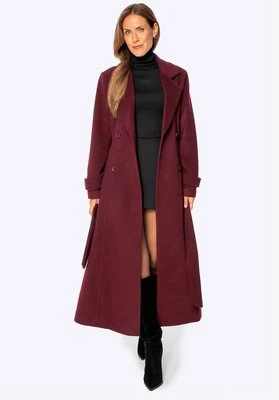 Damski płaszcz wełniany z domieszką kaszmiru bordowy Wittchen