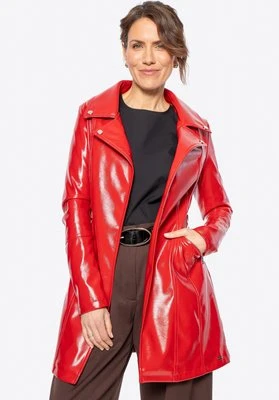 Damski płaszcz z imitacji skóry czerwony Wittchen
