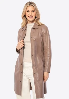 Damski płaszcz z naturalnej skóry owczej beżowy Wittchen