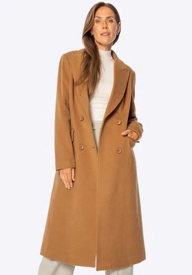 Damski płaszcz z wełny z domieszką kaszmiru camelowy Wittchen