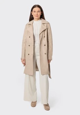 Damski płaszcz ze skóry owczej kremowy Wittchen