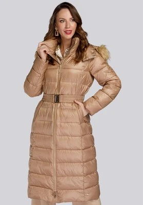 Damski płaszcz zimowy klasyczny z kapturem beżowy Wittchen