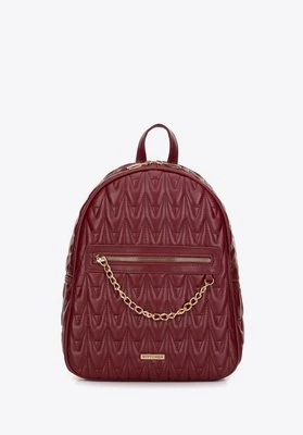 Damski plecak pikowany z łańcuszkiem bordowy Wittchen