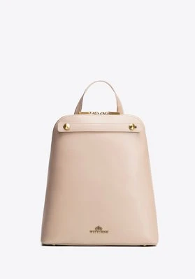 Damski plecak skórzany trapezowy beżowy Wittchen