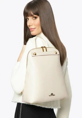 Damski plecak skórzany trapezowy kremowy Wittchen