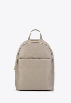 Damski plecak skórzany w monogram beżowy Wittchen