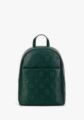 Damski plecak skórzany w monogram ciemny zielony Wittchen