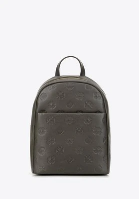 Damski plecak skórzany w monogram taupe Wittchen