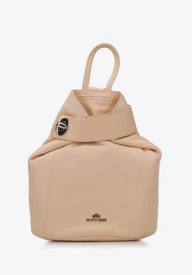 Damski plecak skórzany z opaską jasny beż Wittchen