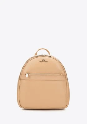 Damski plecak skórzany z przeszyciami beżowy Wittchen