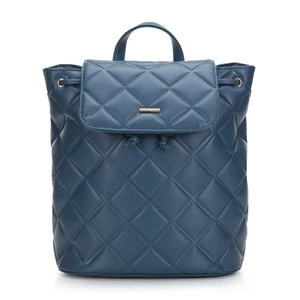 Damski plecak worek z geometrycznie pikowanej ekoskóry ciemnoniebieski Wittchen