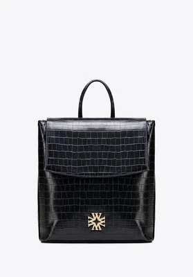 Damski plecak z ekoskóry croco dwukomorowy czarny Wittchen
