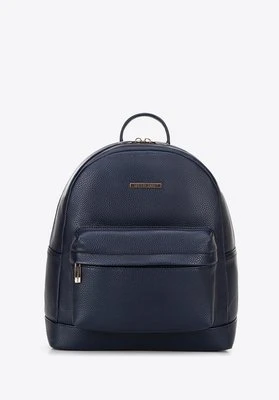 Damski plecak z ekoskóry i praktyczną kieszenią granatowy Wittchen