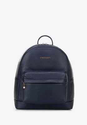 Damski plecak z ekoskóry i praktyczną kieszenią granatowy Wittchen