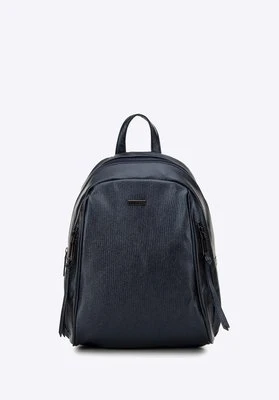 Damski plecak z ekoskóry połyskujący granatowy Wittchen