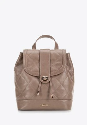 Damski plecak z ekoskóry w geometryczne przeszycia beżowy Wittchen