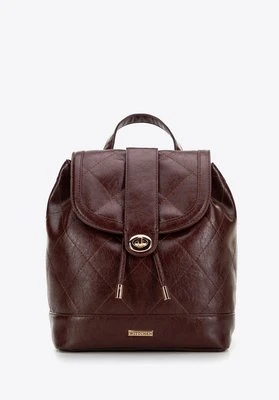 Damski plecak z ekoskóry w geometryczne przeszycia bordowy Wittchen