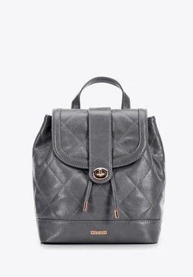 Damski plecak z ekoskóry w geometryczne przeszycia szary Wittchen