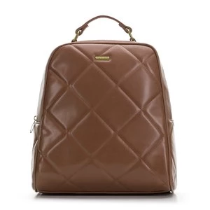 Damski plecak z geometrycznie pikowanym przodem brązowy Wittchen