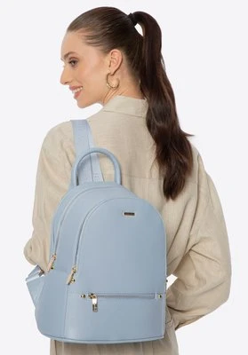 Damski plecak z imitacji skóry dwukomorowy niebieski Wittchen