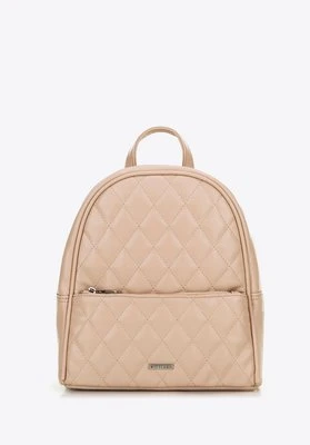 Damski plecak z imitacji skóry w przeszycia beżowy Wittchen