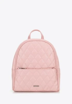 Damski plecak z imitacji skóry w przeszycia różowy Wittchen