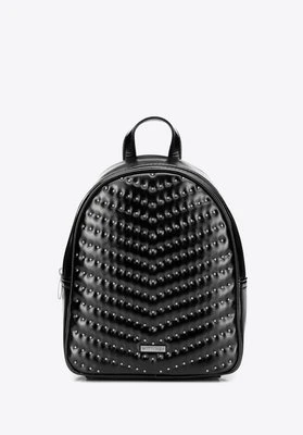 Damski plecak z imitacji skóry z dżetami czarno - grafitowy Wittchen