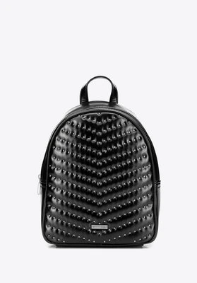 Damski plecak z imitacji skóry z dżetami czarno - grafitowy Wittchen