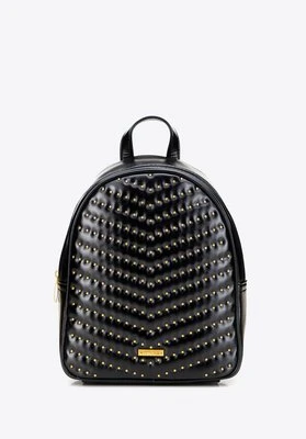 Damski plecak z imitacji skóry z dżetami czarno - złoty Wittchen