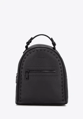 Damski plecak z imitacji skóry z jednolitymi dżetami czarny Wittchen