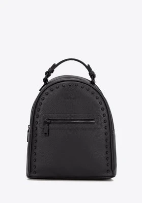 Damski plecak z imitacji skóry z jednolitymi dżetami czarny Wittchen
