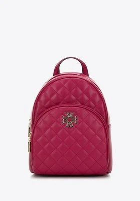 Damski plecak z pikowanej skóry z ozdobnym monogramem różowy Wittchen