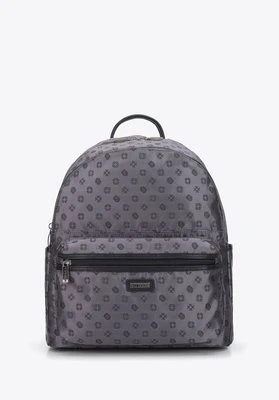 Damski plecak z żakardu dwukomorowy szary Wittchen