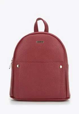 Damski plecak ze skóry ekologicznej z nitami bordowy Wittchen