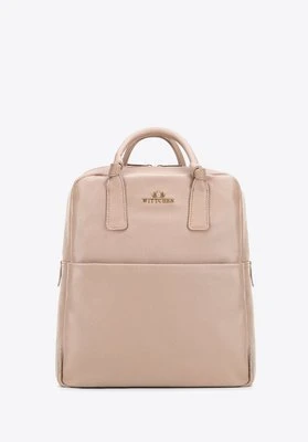 Damski plecak ze skóry naturalnej w prostokątnej formie beżowy Wittchen