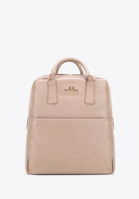 Damski plecak ze skóry naturalnej w prostokątnej formie beżowy Wittchen