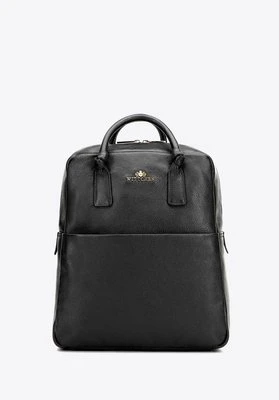 Damski plecak ze skóry naturalnej w prostokątnej formie czarny Wittchen