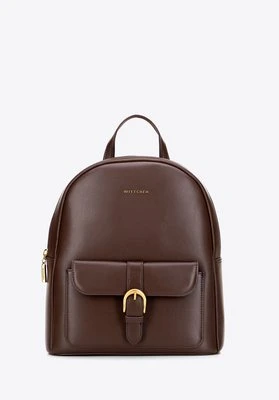 Damski plecak ze skóry naturalnej z kieszenią na przodzie brązowy Wittchen