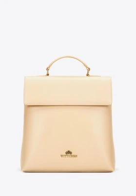 Damski plecak ze skóry naturalnej z klapą beżowy Wittchen