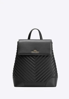Damski plecak ze skóry naturalnej z przeszyciami czarny Wittchen