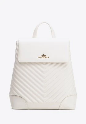 Damski plecak ze skóry naturalnej z przeszyciami kremowy Wittchen