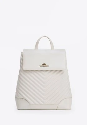Damski plecak ze skóry naturalnej z przeszyciami kremowy Wittchen